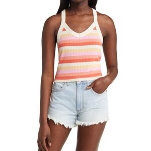 Rip Curl Orange Pink Fitted Tank Top